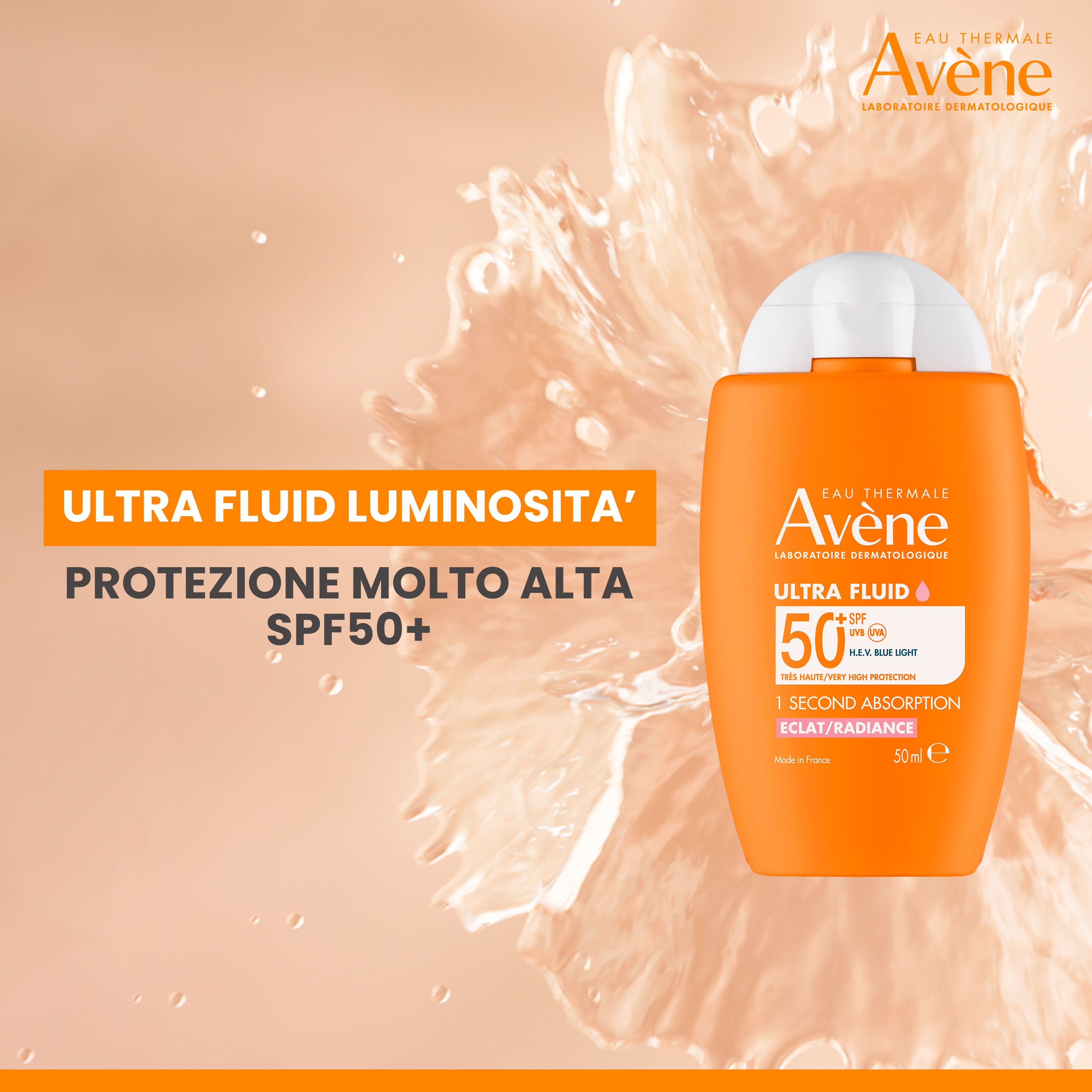 Avène Ultra Fluid SPF50+ Luminosità - Protezione Solare Molto Alta Viso 50 ml
