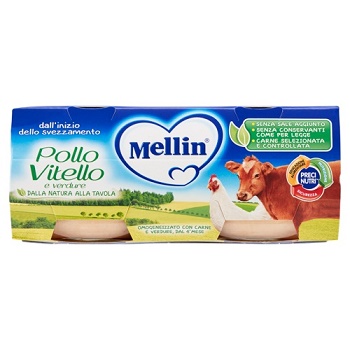 Mellin Omogeneizzato di Pollo Vitello e Verdure 2 x 80 g Mellin Omogeneizzato di Pollo Vitello e Verdure 2 x 80 g