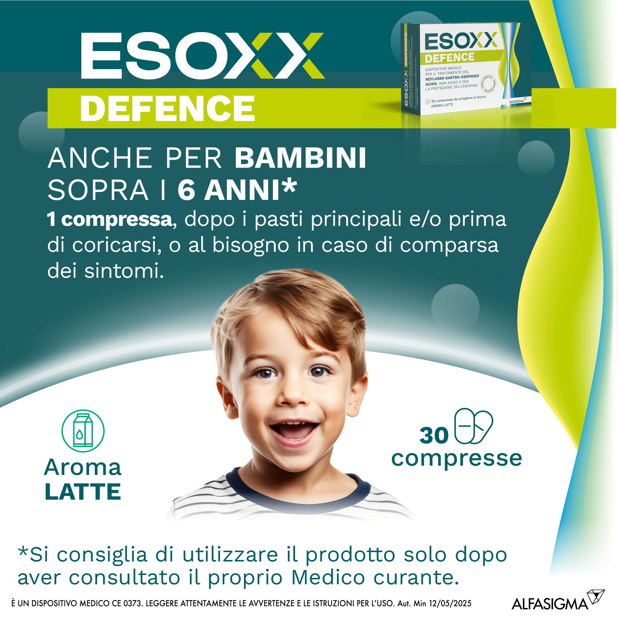 Esoxx Defence - dispositivo medico per sintomi da reflusso gastro esofageo, utile in caso di bruciore di stomaco -  30 compresse masticabili