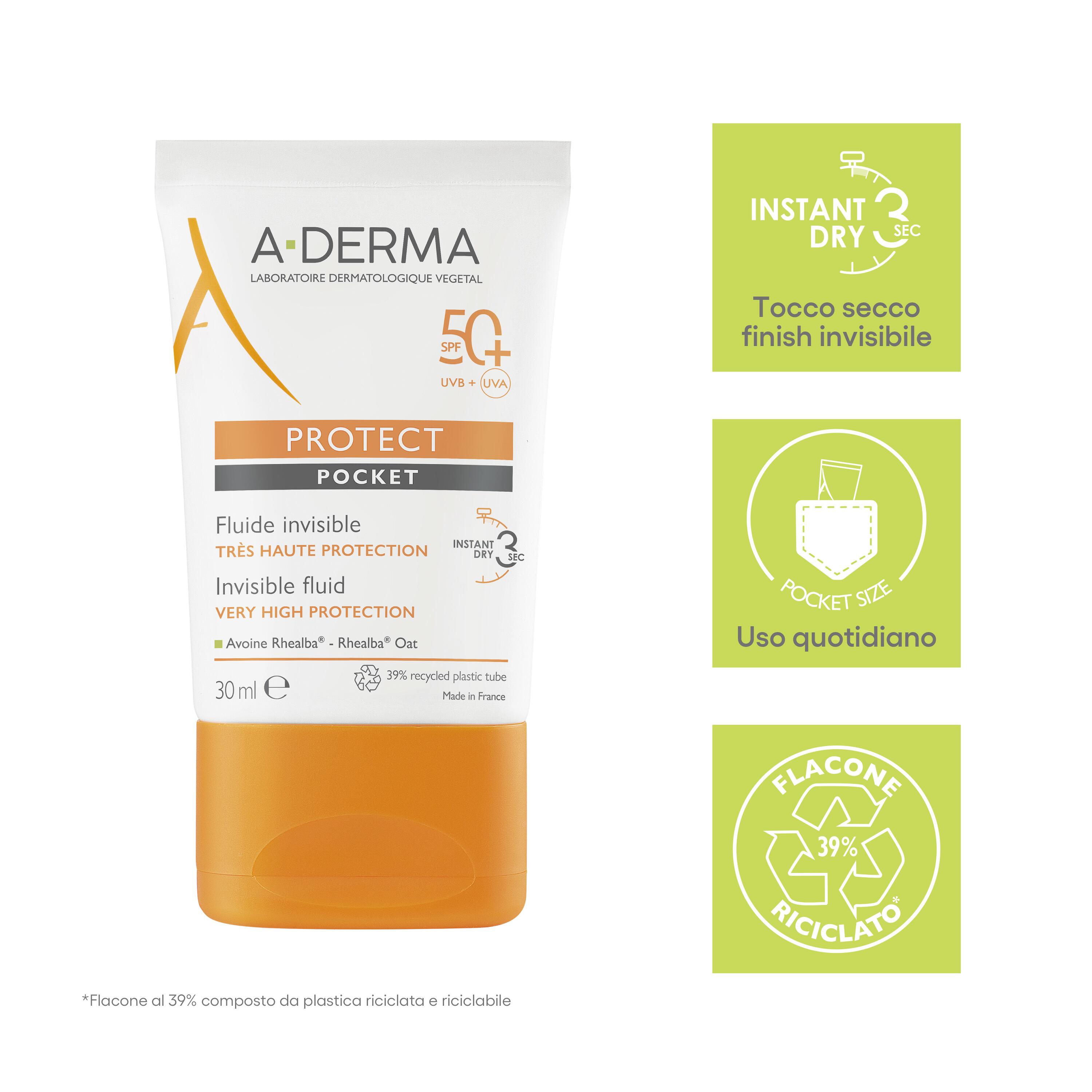 A-Derma Protect - Fluido Solare Invisibile SPF50+ Pocket 30 ml 