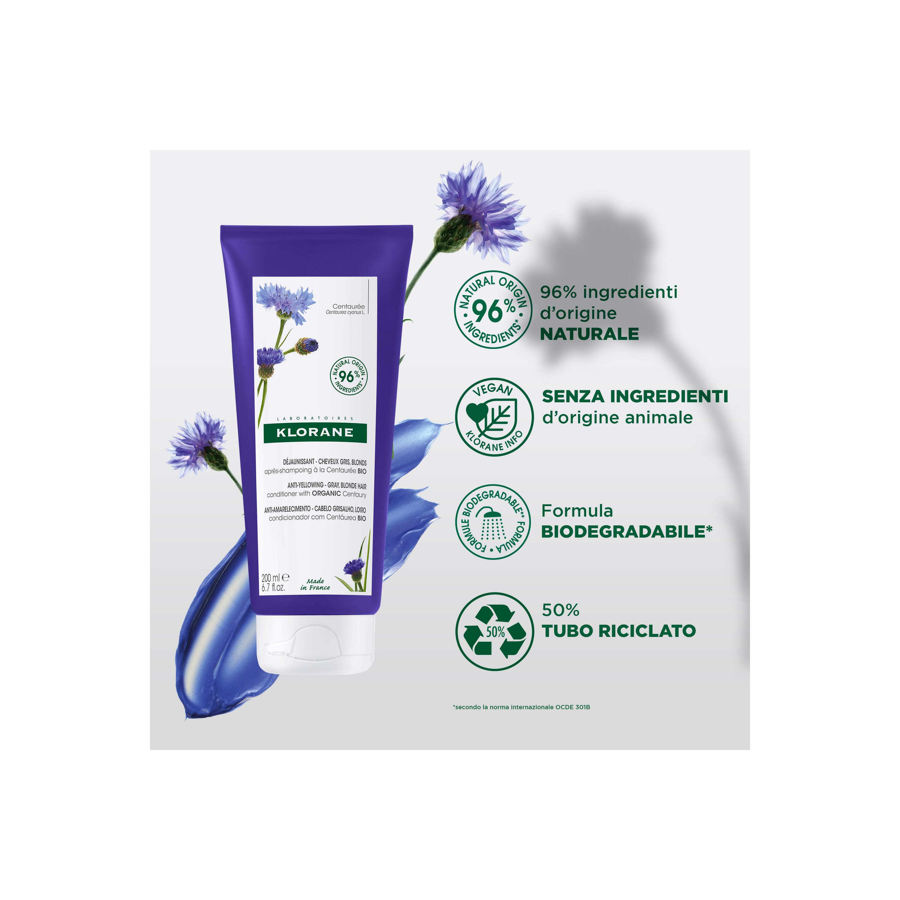 Klorane - Balsamo Anti-Ingiallimento Alla Centaurea Bio Per Capelli Grigi E Biondi 200 ml