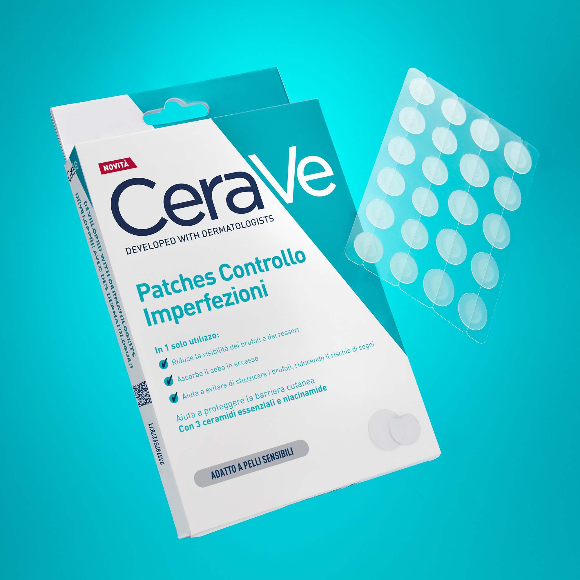 CeraVe Patches Idrocolloidali Anti Brufoli, Per Pelli a Tendenza Acneica, Trasparenti e Invisibili sulla Pelle, Non lascia segni, Con Niacinamide e 3 Ceramidi Essenziali, 22 Pezzi