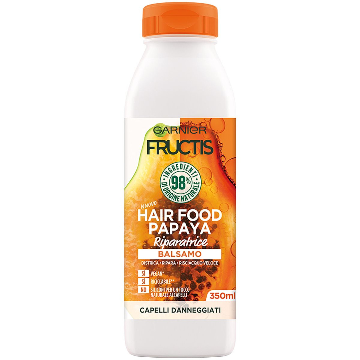 Garnier Balsamo Riparatore Fructis Hair Food, Balsamo riparatore alla papaya per capelli danneggiati, 350 ml Garnier Balsamo Riparatore Fructis Hair Food, Balsamo riparatore alla papaya per capelli danneggiati, 350 ml