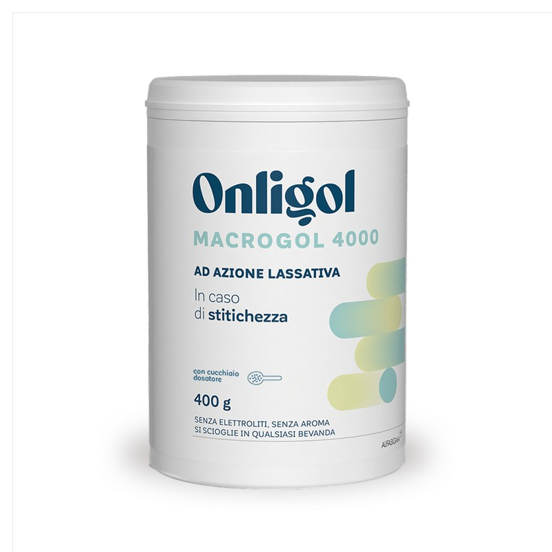 Onligol - Lassativo a base di Macrogol 4000 - senza elettroliti - lassativi in polvere utili in caso di stitichezza - 400 g
