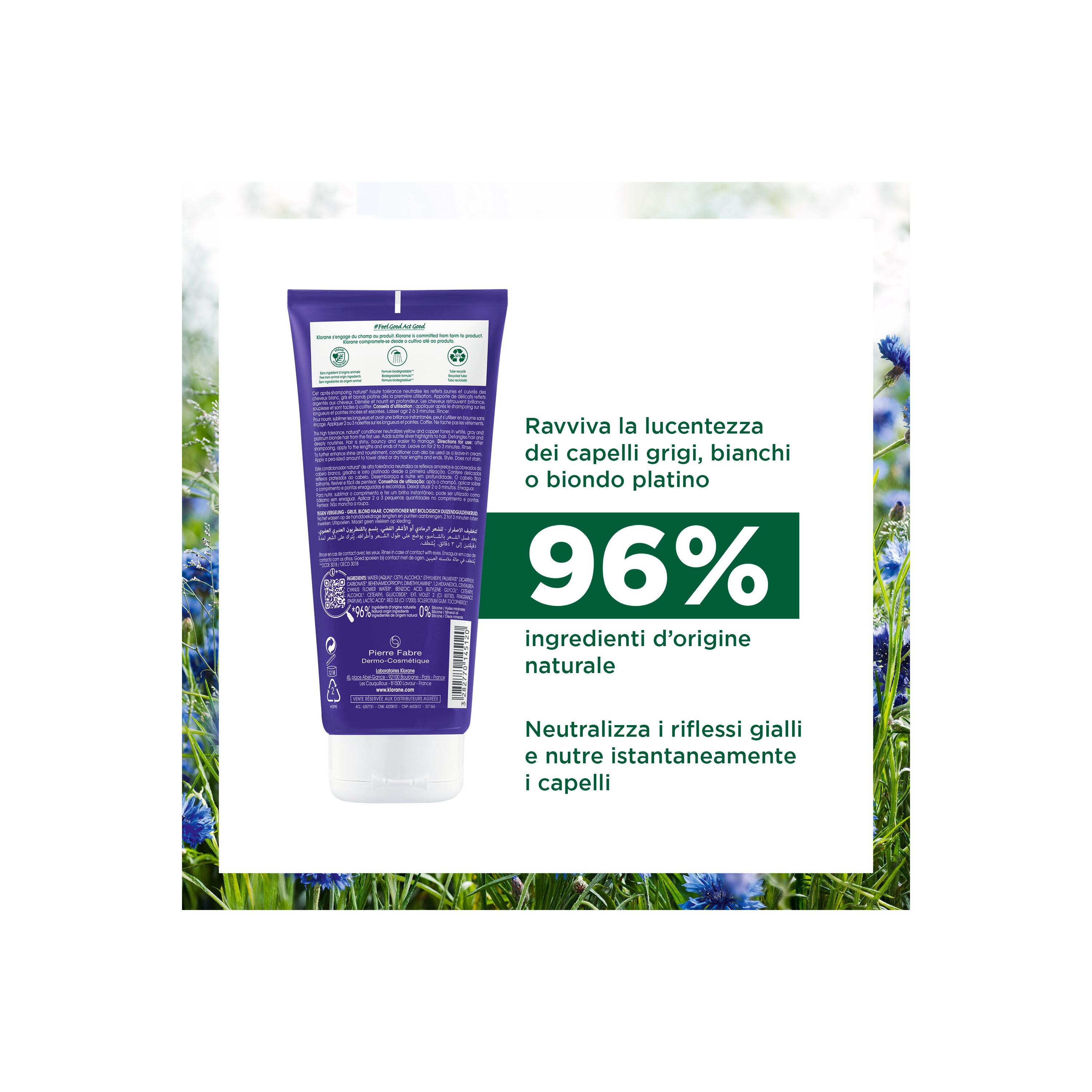 Klorane - Balsamo Anti-Ingiallimento Alla Centaurea Bio Per Capelli Grigi E Biondi 200 ml