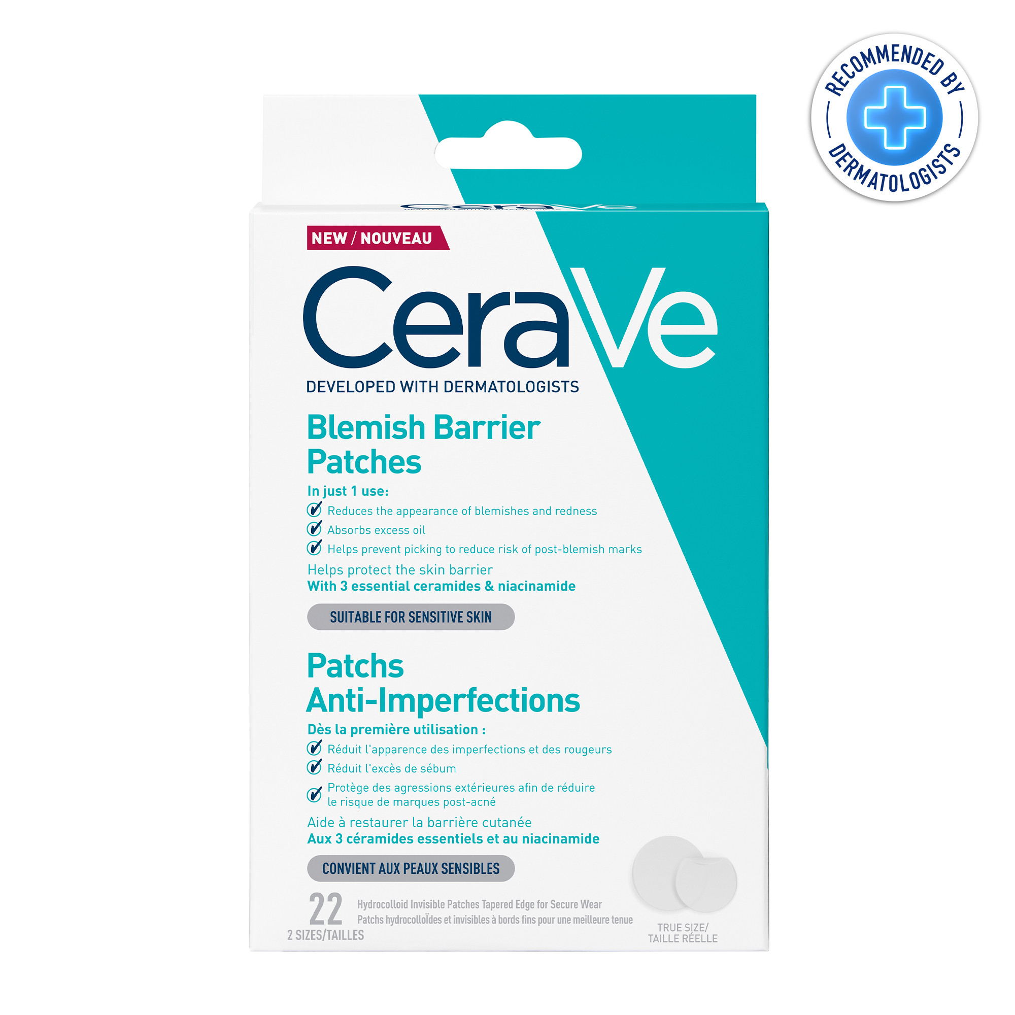 CeraVe Patches Idrocolloidali Anti Brufoli, Per Pelli a Tendenza Acneica, Trasparenti e Invisibili sulla Pelle, Non lascia segni, Con Niacinamide e 3 Ceramidi Essenziali, 22 Pezzi