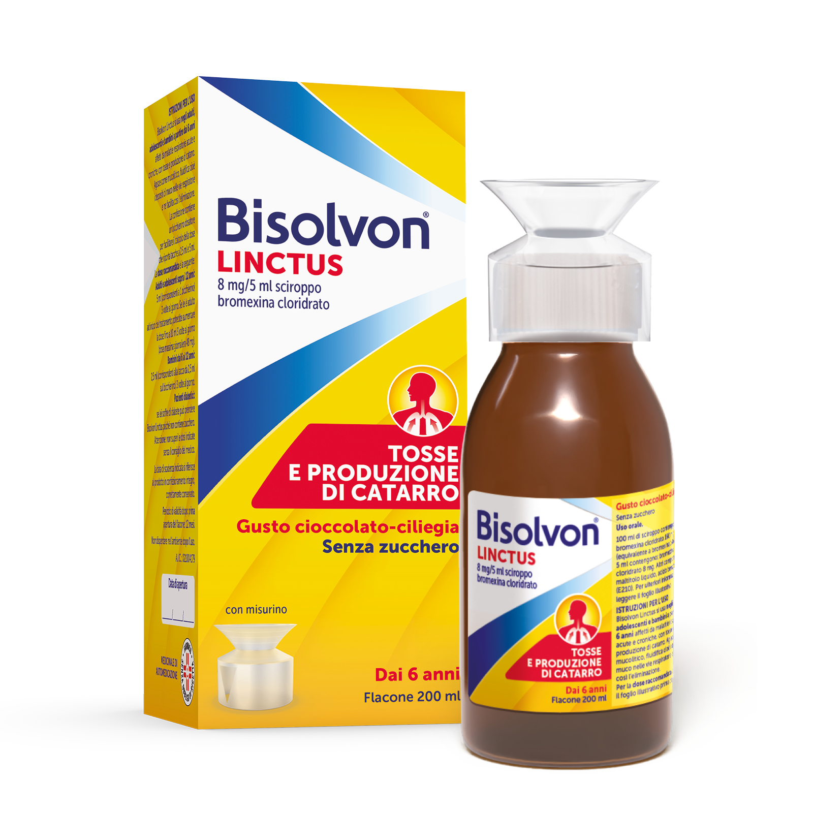 Bisolvon Linctus 8mg/5ml Gusto Cioccolato e Ciliegia - Sciroppo Mucolitico Per Catarro E Tosse Grassa