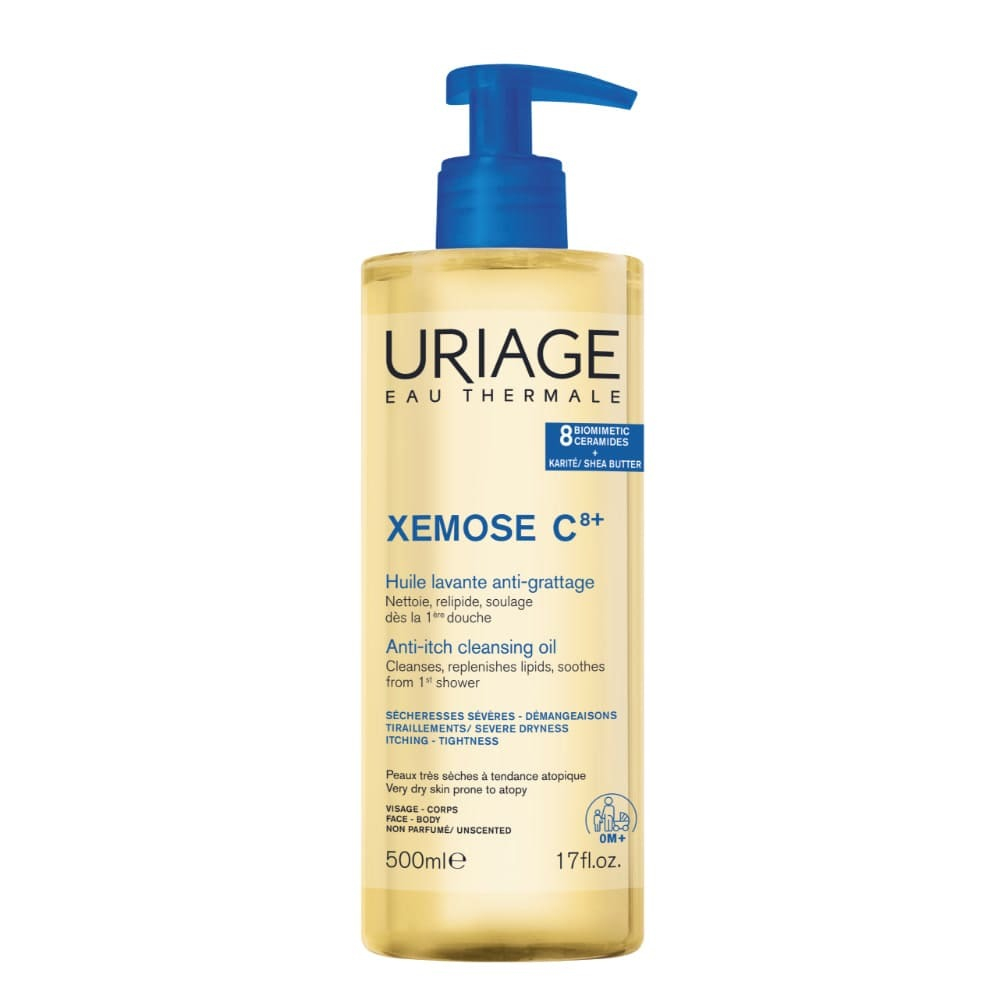 Uriage Xémose Olio Lavante Lenitivo Corpo Doccia e Bagno per pelle secca, a tendenza atopica di viso e corpo che lenisce per un comfort a lunga durata 500 ml