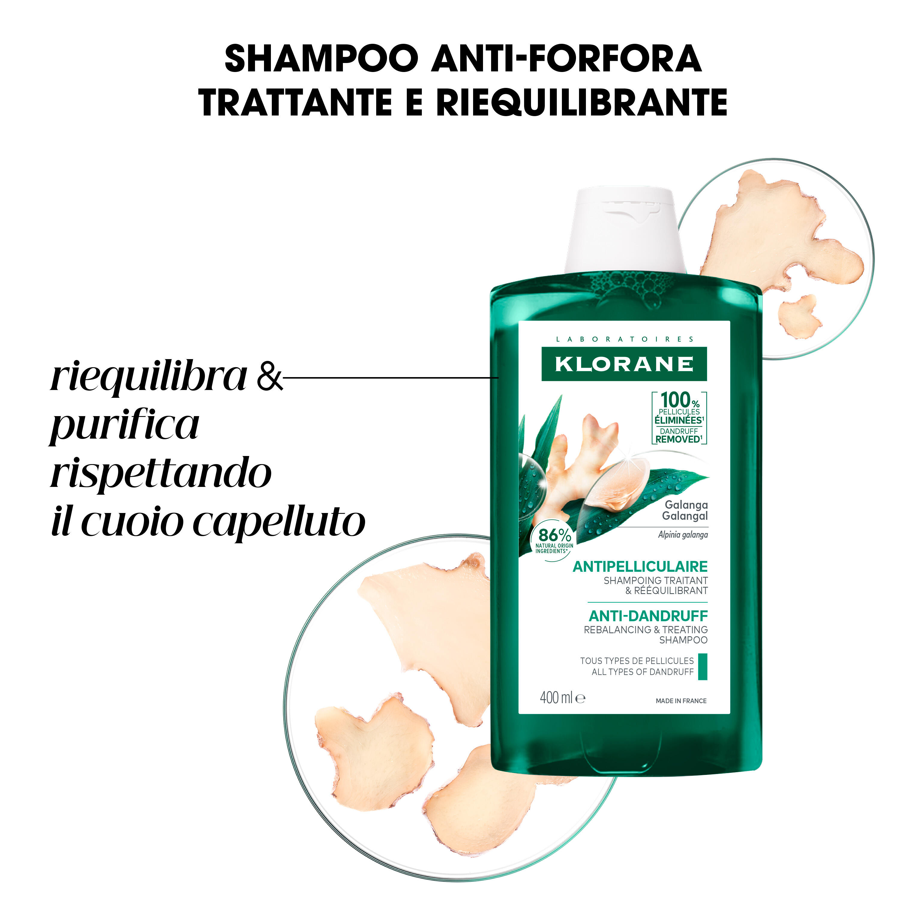 Klorane - Shampoo Anti-Forfora Trattante E Riequilibrante Alla Galanga 400 ml