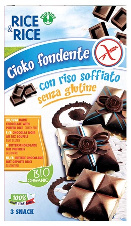 Rice&Rice Cioko Fondente Riso Soffiato al Cioccolato Fondente Biologico Senza Glutine