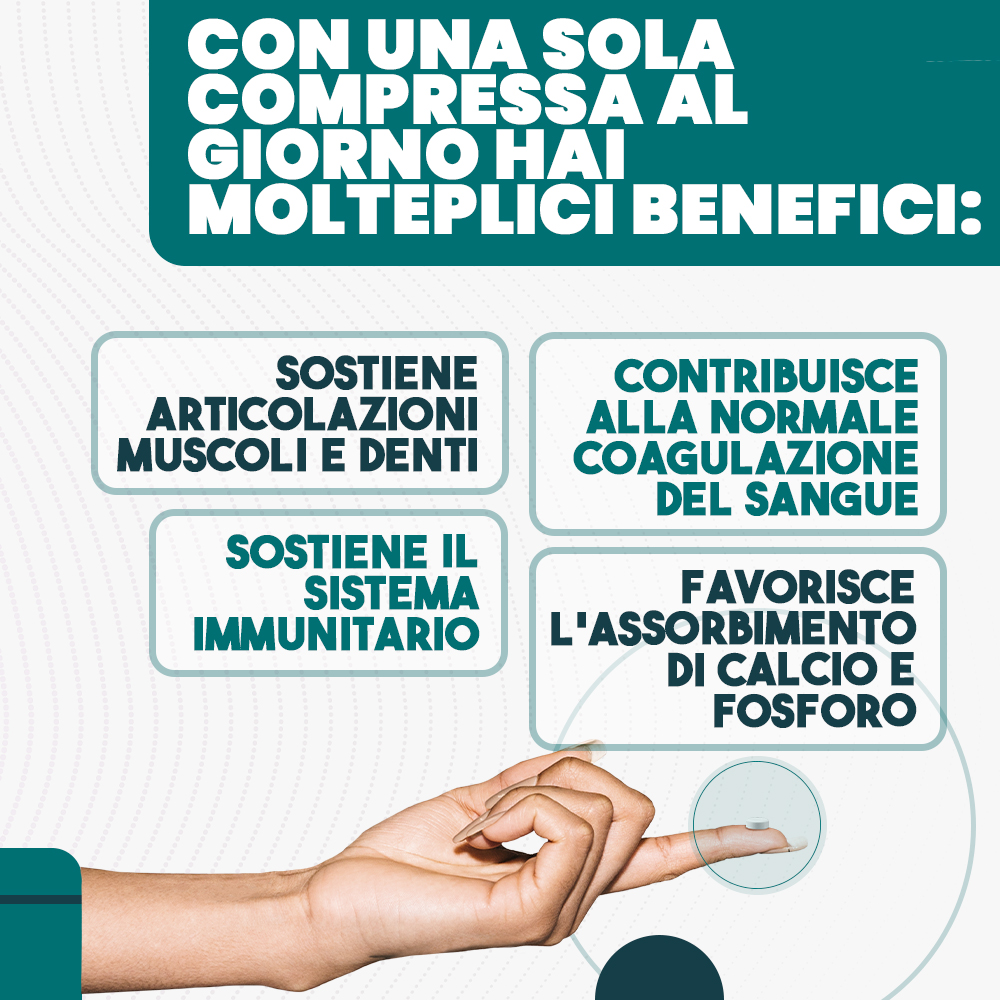 T-Rex Integratori Vitamina D3+K2 2000 UI 160 Compresse - Integratore Di Vitamine D3+K2