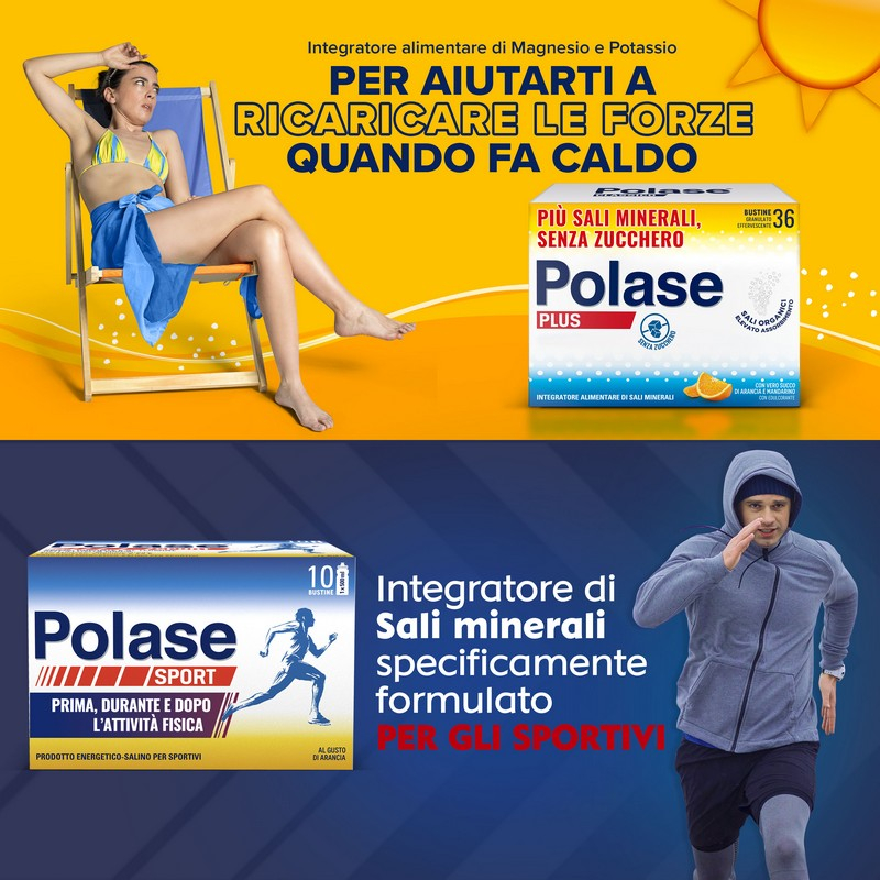 Polase Plus 36 bustine + Polase Sport 10 bustine Magnesio e Potassio Integratore Alimentare Sali Minerali Polase Plus 36 bustine + Polase Sport 10 bustine Magnesio e Potassio Integratore Alimentare Sali Minerali