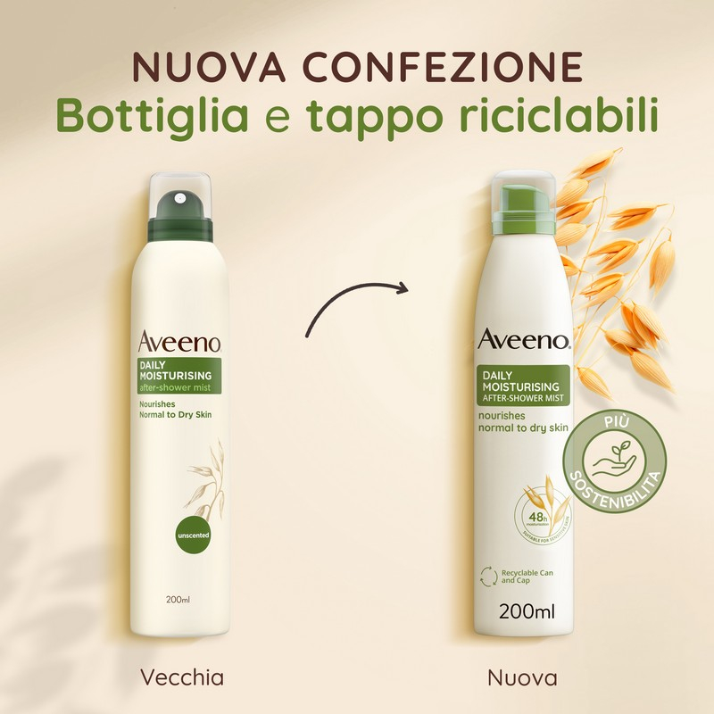 Aveeno Spray Idratante Corpo Dopo Doccia all'Avena per Proteggere e Nutrire la Pelle Secca, ad Assorbimento Rapido Aveeno Spray Idratante Corpo Dopo Doccia all'Avena per Proteggere e Nutrire la Pelle Secca, ad Assorbimento Rapido