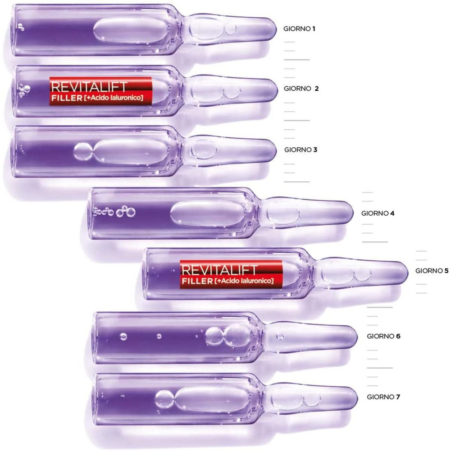 L'Oréal Paris Ampolle Rimpolpanti Revitalift Filler, Azione Antirughe, con Acido Ialuronico Puro 100% Concentrato e Vitamina B5, Trattamento Intensivo 7 Giorni, 7x1 ml L'Oréal Paris Ampolle Rimpolpanti Revitalift Filler, Azione Antirughe, con Acido Ialuronico Puro 100% Concentrato e Vitamina B5, Trattamento Intensivo 7 Giorni, 7x1 ml