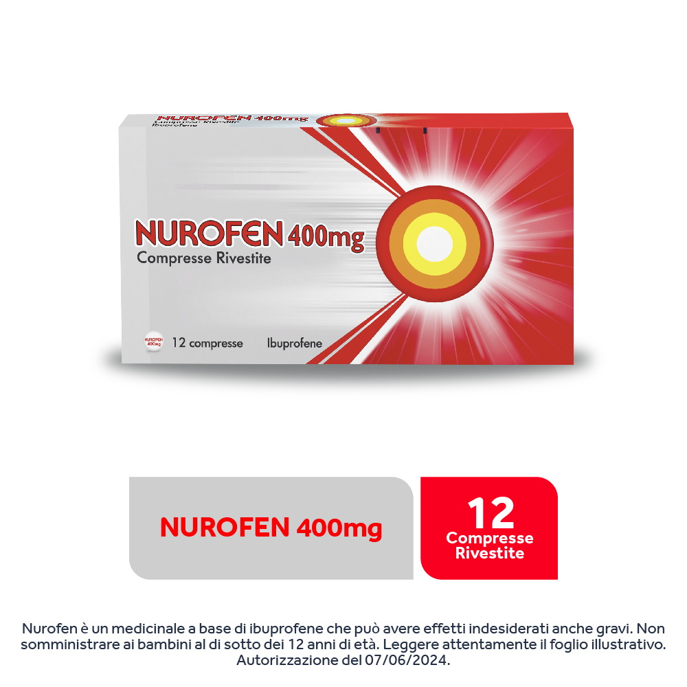 NUROFEN 400MG 12 CPR ibuprofene funzione antinfiammatoria e antidolorifica contro febbre, mal di testa, dolori muscolari e articolari NUROFEN 400MG 12 CPR ibuprofene funzione antinfiammatoria e antidolorifica contro febbre, mal di testa, dolori muscolari e articolari