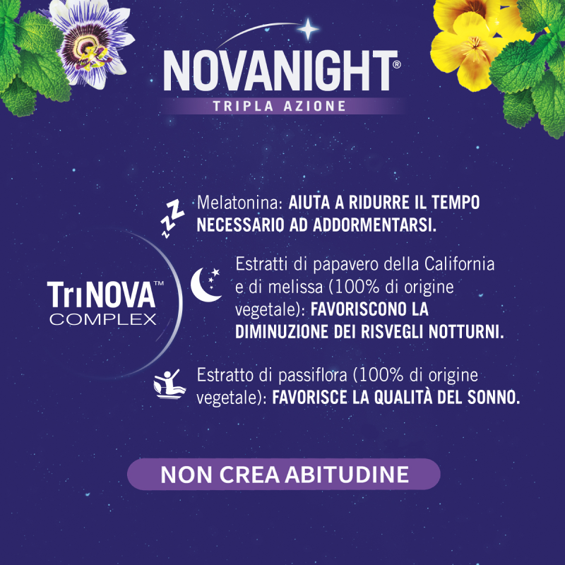 NOVANIGHT tripla azione Melatonina a Rilascio Rapido 30 compresse NOVANIGHT tripla azione Melatonina a Rilascio Rapido 30 compresse