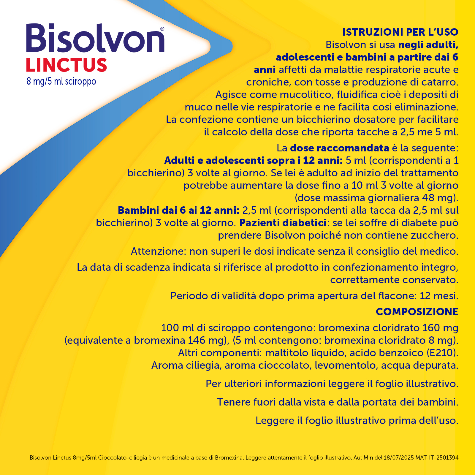 Bisolvon Linctus 8mg/5ml Gusto Cioccolato e Ciliegia - Sciroppo Mucolitico Per Catarro E Tosse Grassa