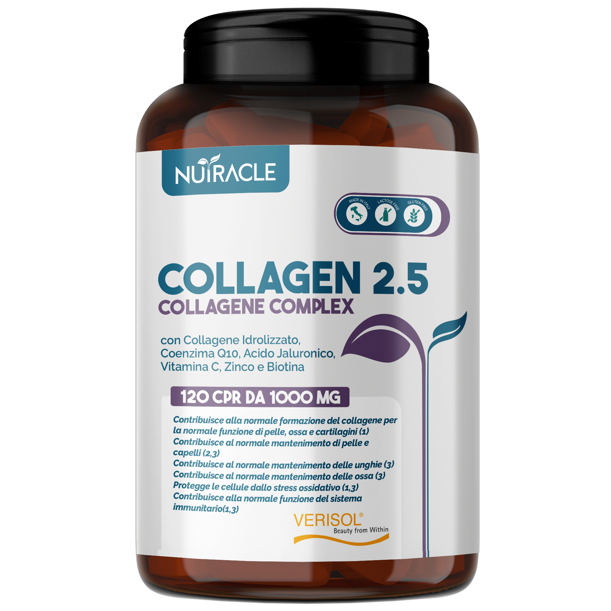 Nutracle Collagen 2,5 - Integratore Per Capelli, Pelle Ed Unghie 120 Compresse