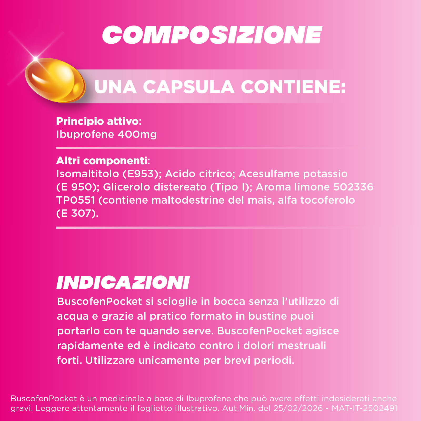 BuscofenPocket 400 mg - Contro I Dolori Da Ciclo Forti 10 Bustine