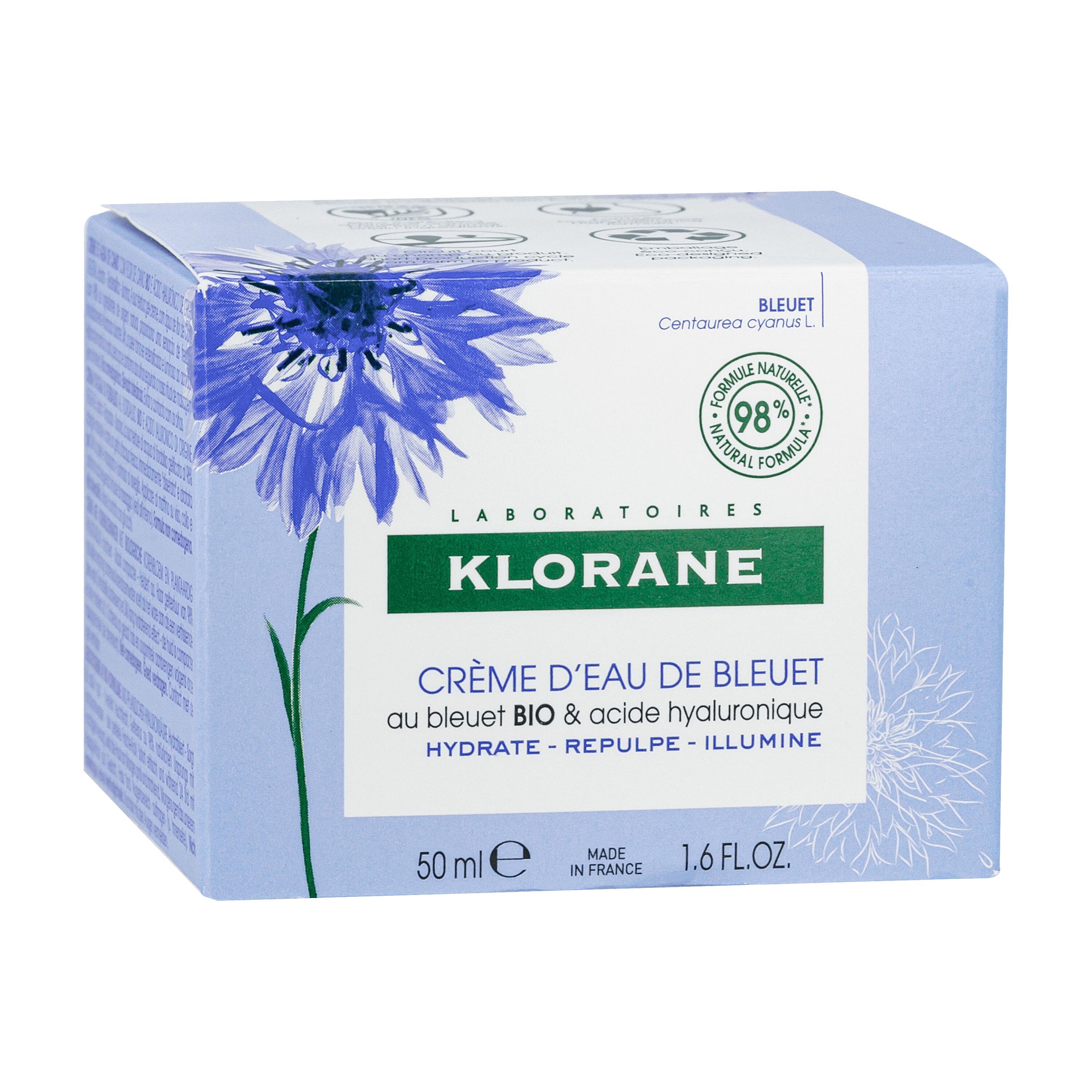 Klorane - Crema D'Acqua Di Fiordaliso Bio Idratante, Rimpolpante E Illuminante Viso E Occhi 50 ml