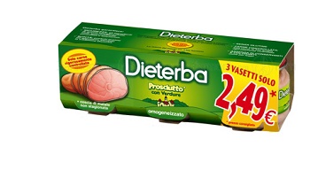 Dieterba Omogenizzato Prosciutto 3 Vasetti da 80 g Dieterba Omogenizzato Prosciutto 3 Vasetti da 80 g