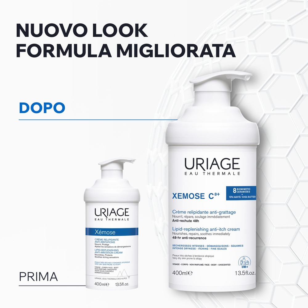 Uriage Xémose Crema Liporestitutiva Anti-irritazioni per pelle secca, a tendenza atopica di viso e corpo che lenisce le sensazioni di prurito e dà comfort a lunga durata 200 ml