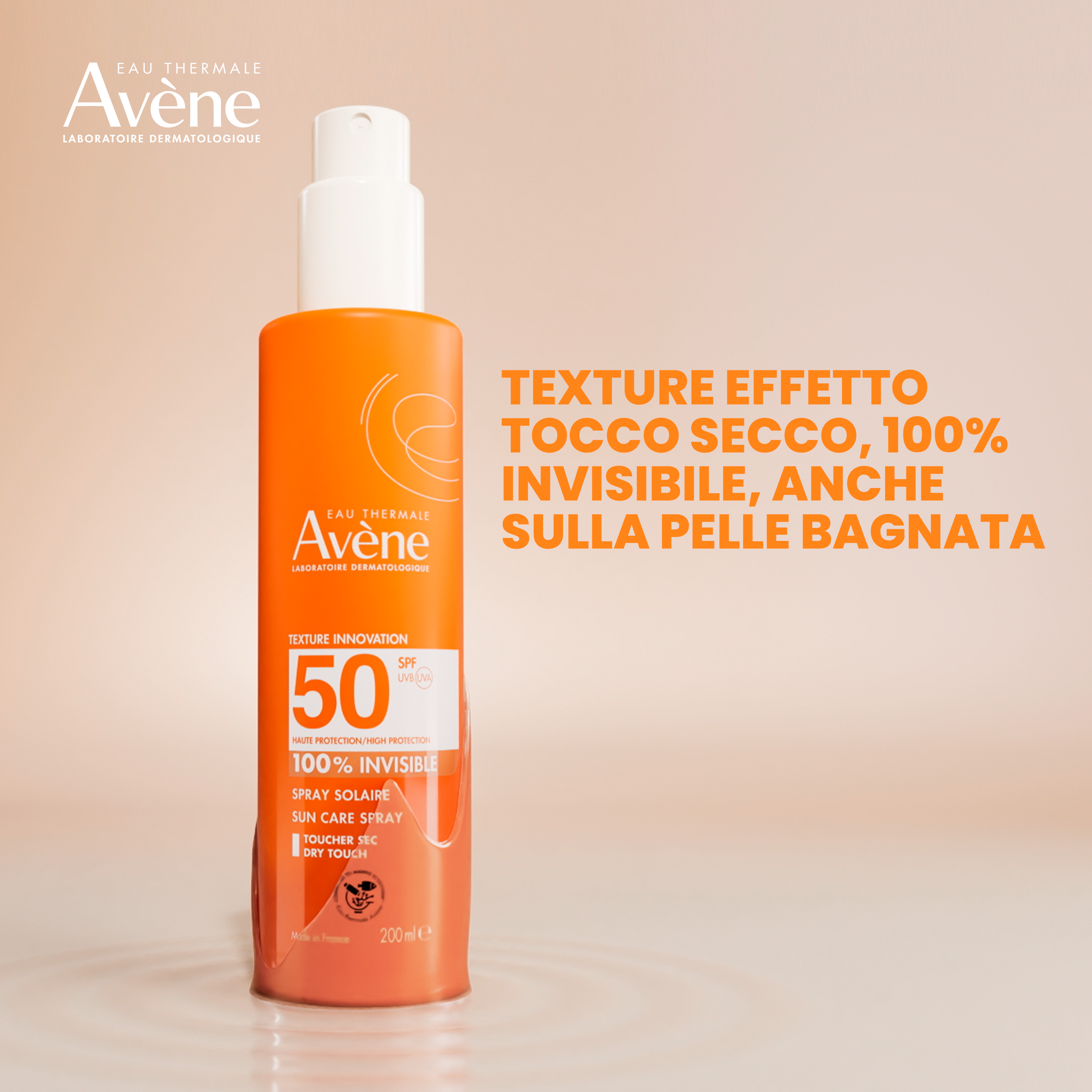 Avène Spray Solare SPF50 - Protezione Solare Alta Invisibile Viso E Corpo 200 ml