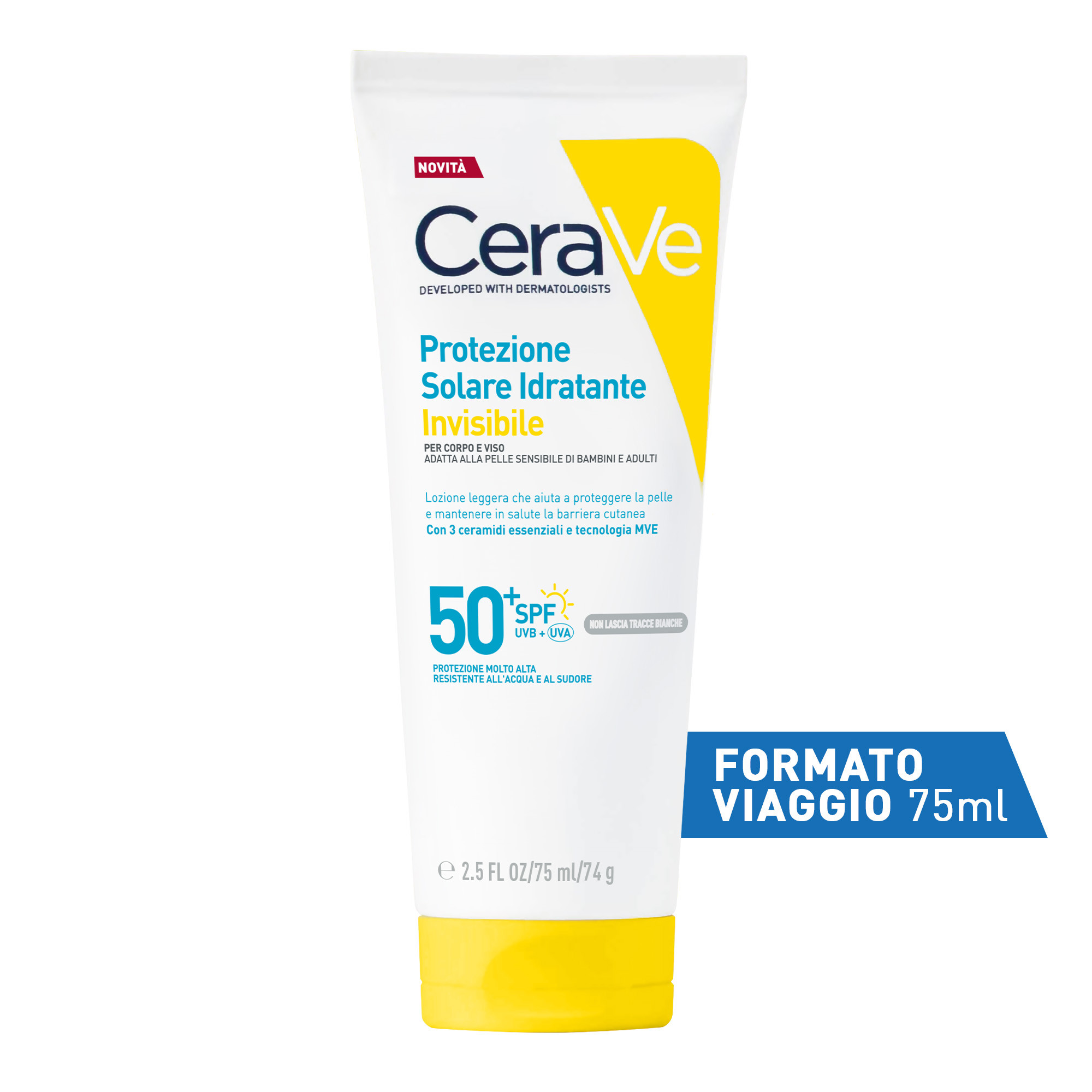 CeraVe Protezione Solare Idratante Invisibile - Crema Solare SPF50+ Viso E Corpo​ 75 ml