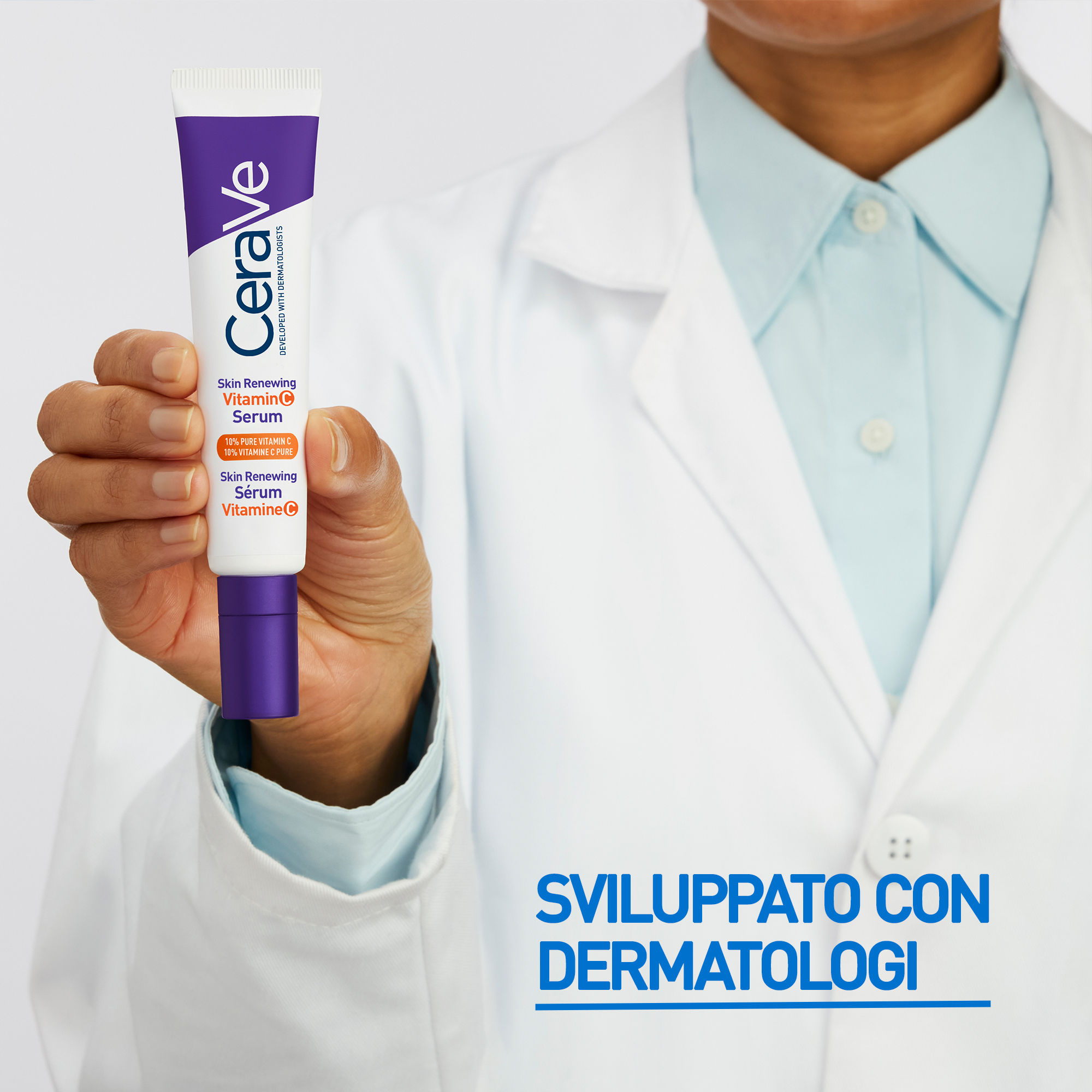 CeraVe Skin Renewing Siero Vitamina C, Con 10% Vitamina C Pura, 3 Ceramidi Essenziali, Acido Ialuronico e Vitamina B5, Per i Primi Segni dell'Età, 30 ml