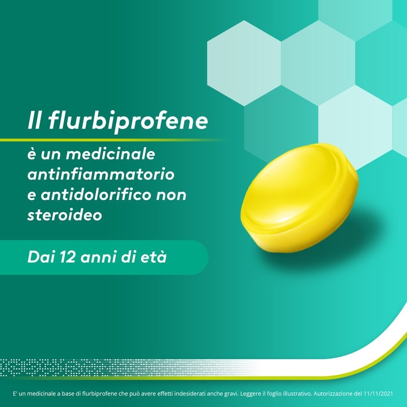 Aspi Gola Pastiglie per la gola infiammata, con 8,75 mg di Flurbiprofene, contro Faringite e Mal di gola, Gusto Limone e Miele 16 Pastiglie Orosolubili Aspi Gola Pastiglie per la gola infiammata, con 8,75 mg di Flurbiprofene, contro Faringite e Mal di gola, Gusto Limone e Miele 16 Pastiglie Orosolubili