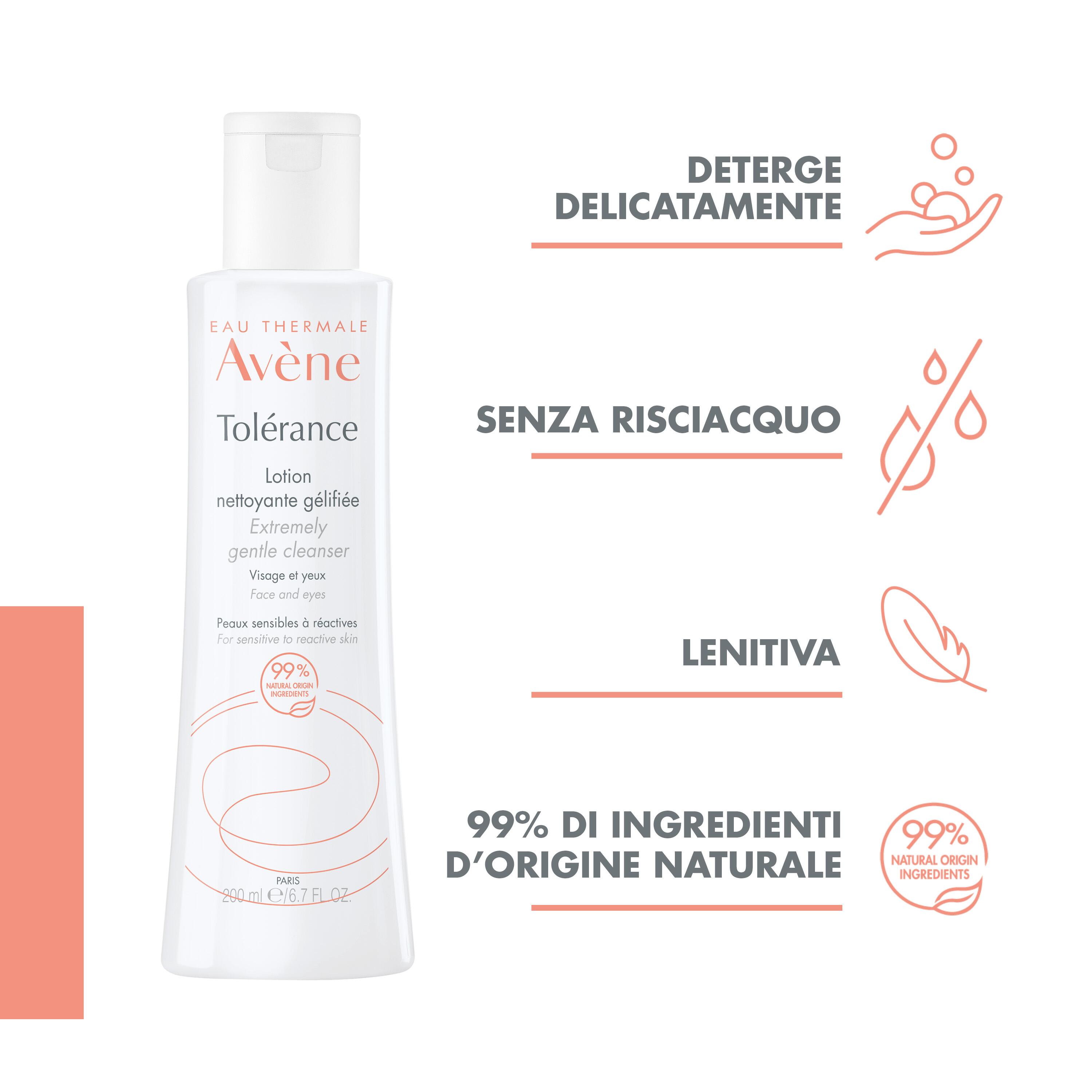 Avène Tolérance - Lozione Detergente Gel Per Pelle Sensibile E Reattiva Viso, Occhi E Labbra 200 ml 