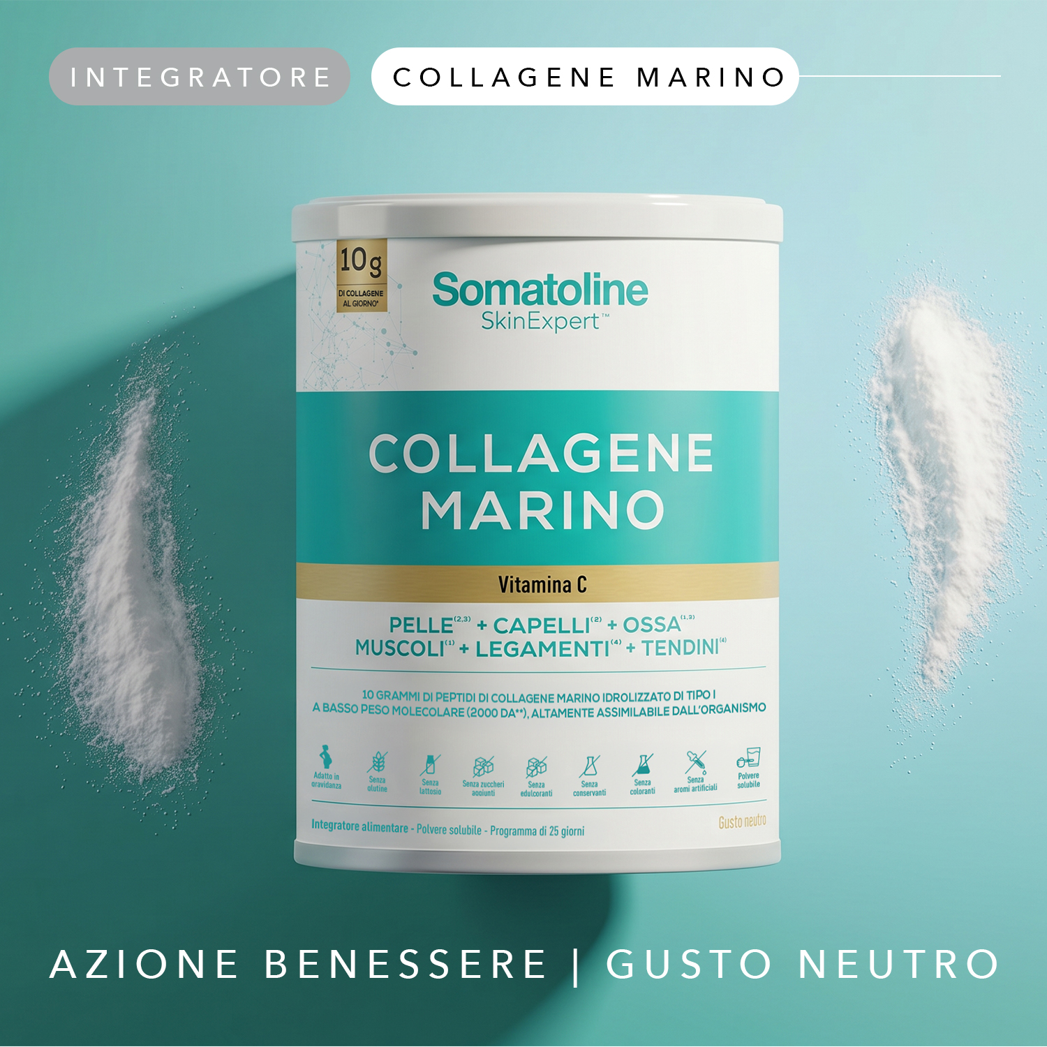 Somatoline SkinExpert Collagene Marino 278 g Gusto Neutro - Integratore Per Ossa E Muscoli