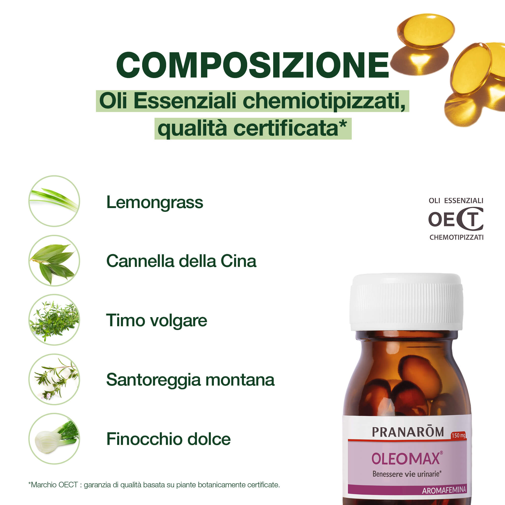 Pranarom Aromafemina - Oleomax 15 Capsule Per Il Benessere Delle Vie Urinarie