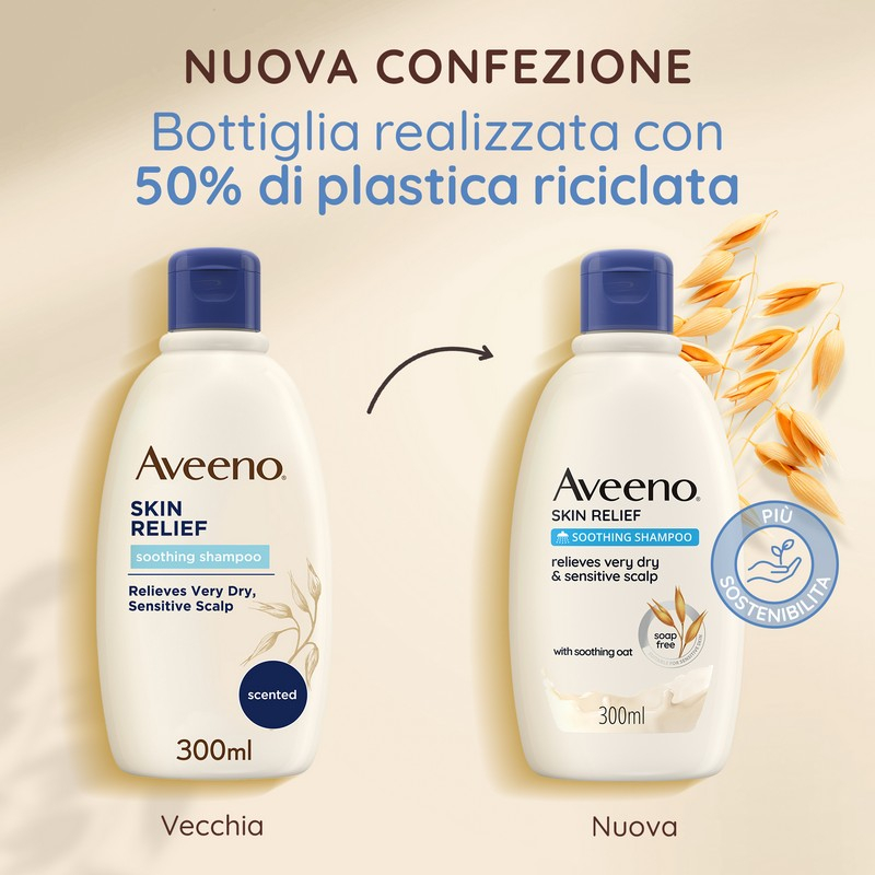 Aveeno Skin Relief Shampoo Lenitivo Per Prurito, Shampoo lenitivo e antiprurito, Shampoo delicato all'Avena per cute irritabile, Shampoo cute secca e sensibile ad alta tollerabilità, 300 ml Aveeno Skin Relief Shampoo Lenitivo Per Prurito, Shampoo lenitivo e antiprurito, Shampoo delicato all'Avena per cute irritabile, Shampoo cute secca e sensibile ad alta tollerabilità, 300 ml