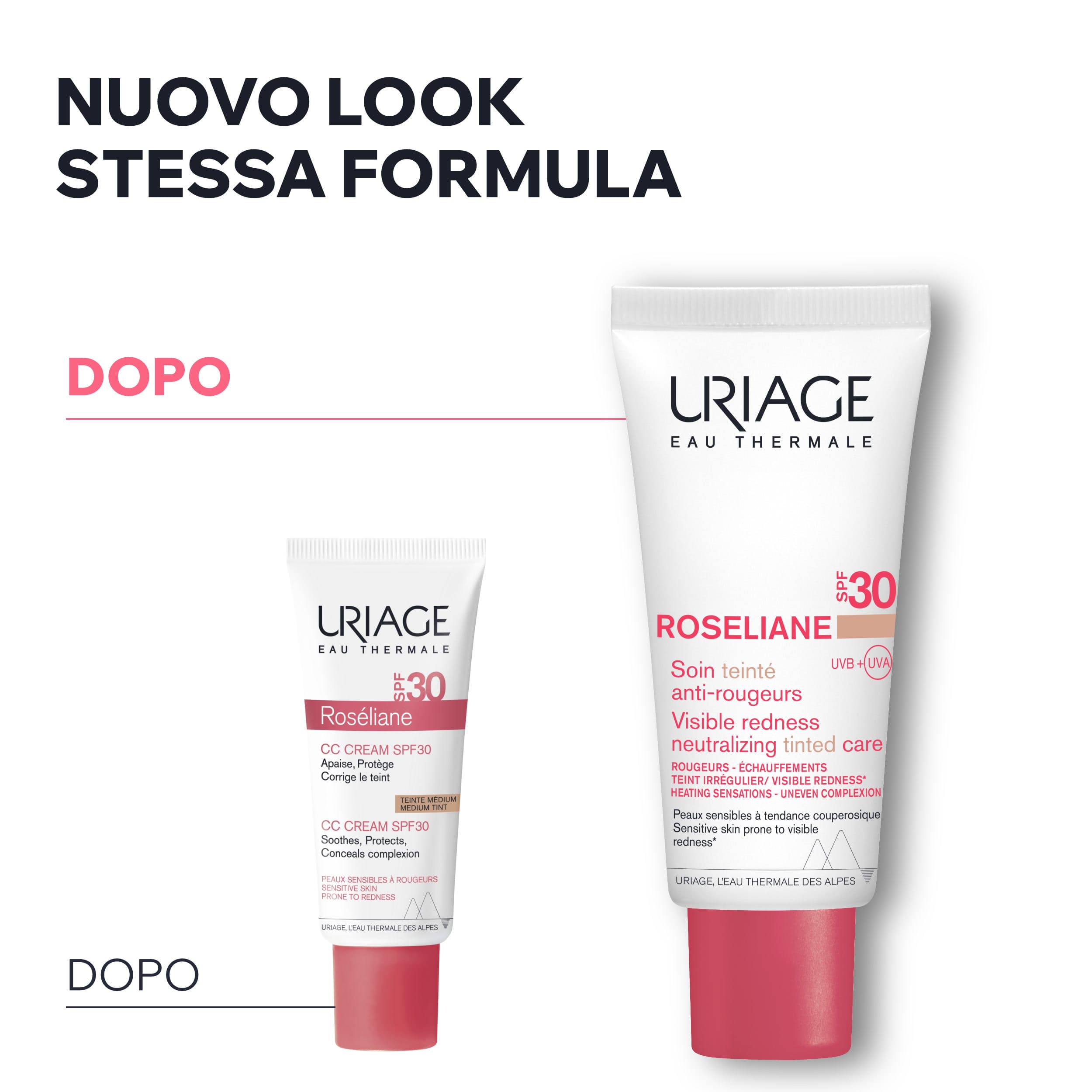Uriage - Roseliane - Crema Colorata Anti-Rossori SPF30 Lenitiva Viso 40 ml - Tonalità Media