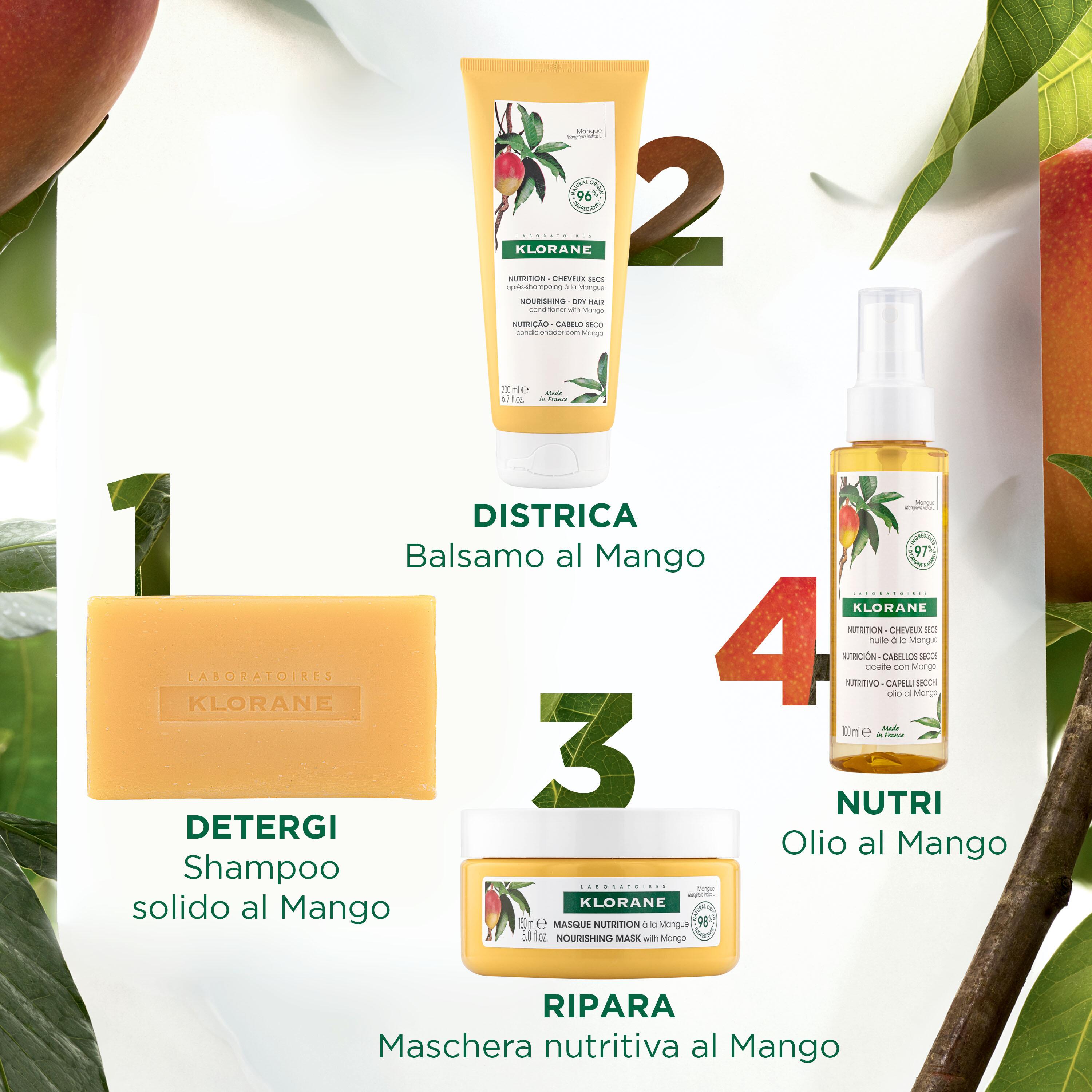 Klorane - Shampoo Solido Nutritivo Al Mango Per Capelli Secchi 80 g