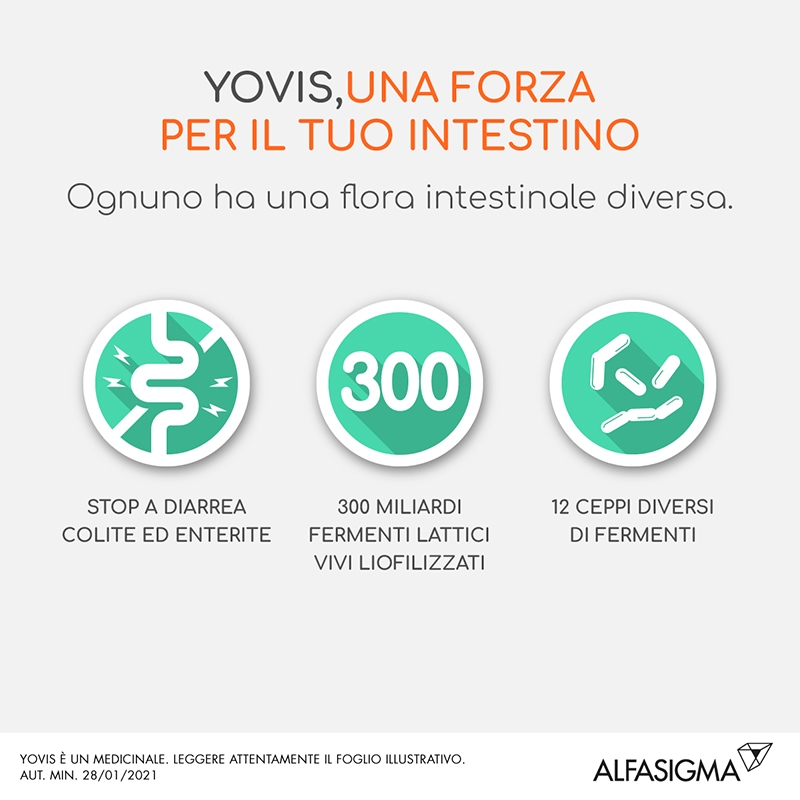 Yovis 1g, 300 Miliardi di fermenti lattici vivi, probiotici in granulato per sospensione orale 10 bustine Yovis 1g, 300 Miliardi di fermenti lattici vivi, probiotici in granulato per sospensione orale 10 bustine