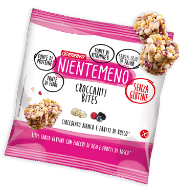 Enervit Nientemeno 5 Buste di croccanti bites senza glutine al cioccolato bianco e frutti di bosco Enervit Nientemeno 5 Buste di croccanti bites senza glutine al cioccolato bianco e frutti di bosco
