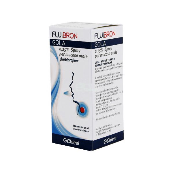 Fluibron Gola 0,25% Spray Per Mucosa Orale Flurbiprofene 15 ml