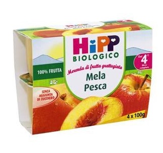 Hipp Biologico Merenda Di Frutta Mela e Pesca 4x100g Hipp Biologico Merenda Di Frutta Mela e Pesca 4x100g