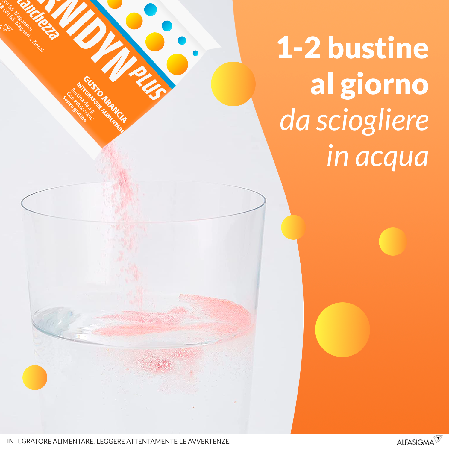 Carnidyn Plus Integratore Alimentare a base di Sali minerali, Carnitina, vitamine, per Stanchezza Mentale e Fisica, utile in caso di spossatezza - 20 Bustine