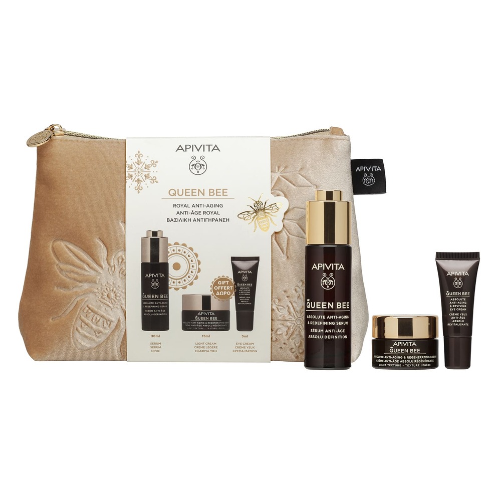 Apivita Queen Bee Cofanetto Regalo - Siero Anti-Età 30 ml + Crema Anti-Età 15 ml + Crema Occhi Anti-Età 5 ml