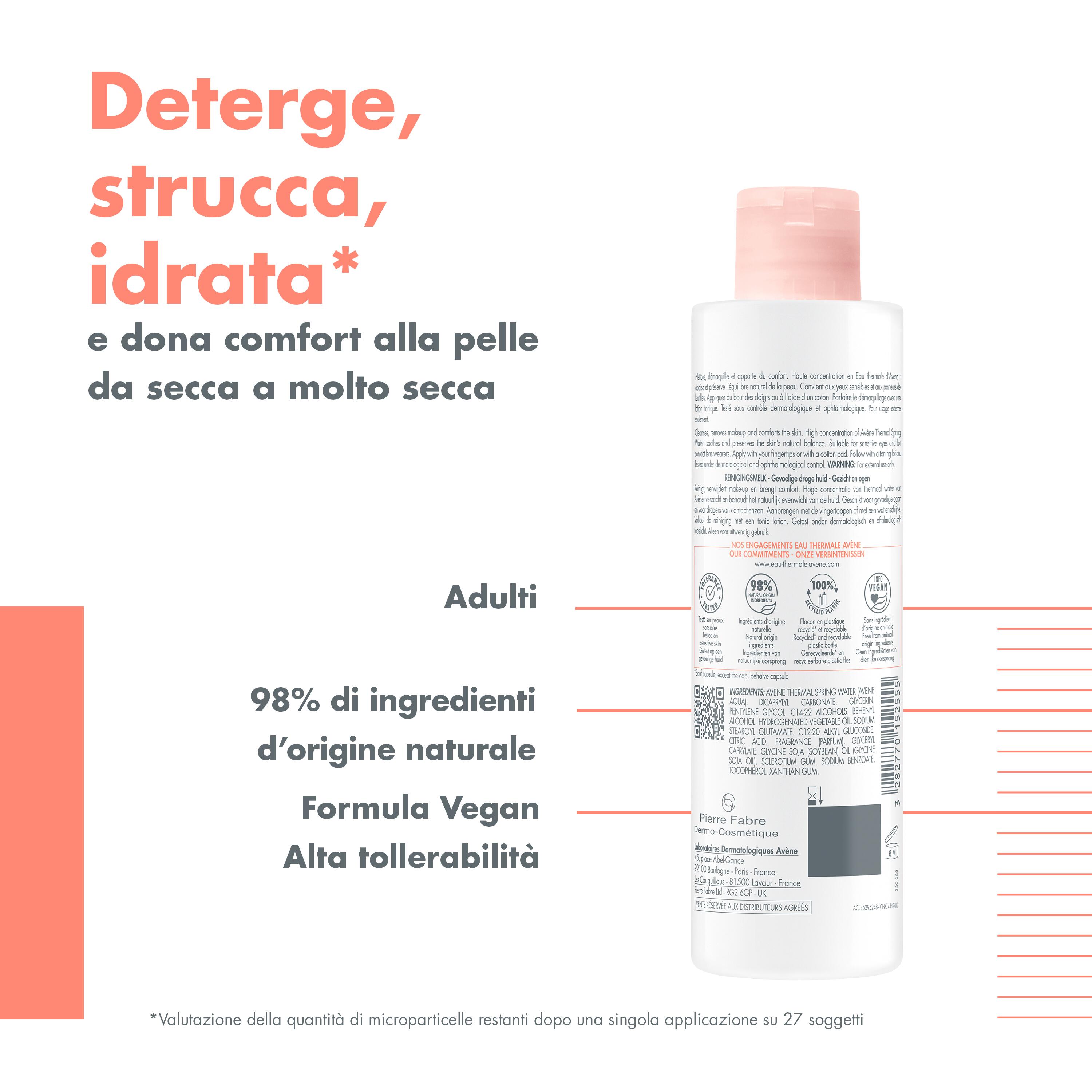 Avène Les Essentiels - Latte Detergente Struccante Per Pelle Sensibile, Secca E Molto Secca 200 ml 