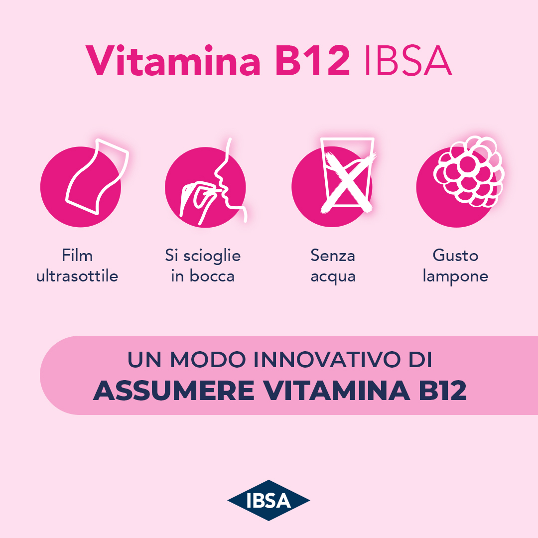 VITAMINA B12 IBSA - Integratore alimentare a base di vitamina B12 gusto lampone. - 30FILM ORALI
