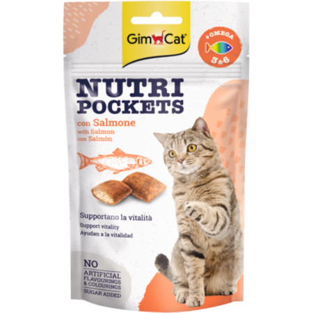 GIMBORN GIMCAT GATTO SNACK NUTRI POCKETS OMEGA 3/6 SALMONE 60GR