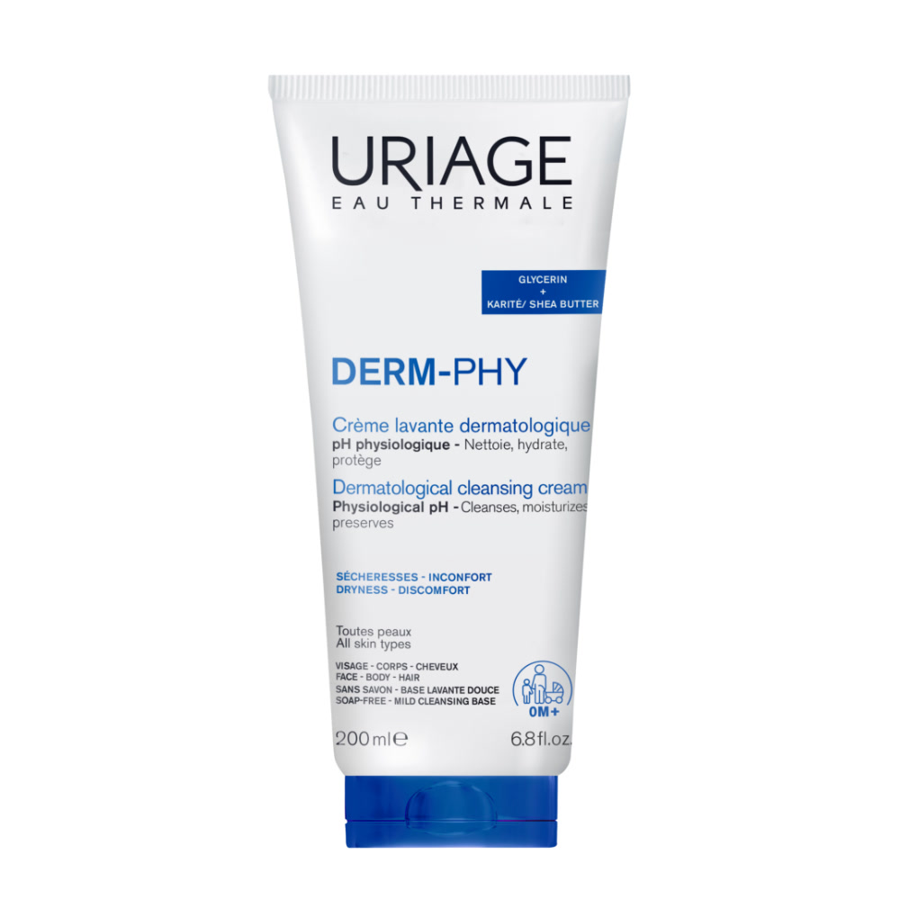 Uriage - Derm-Phy - Crème Lavante Detergente Senza Sapone Per Viso, Corpo E Capelli 200 ml