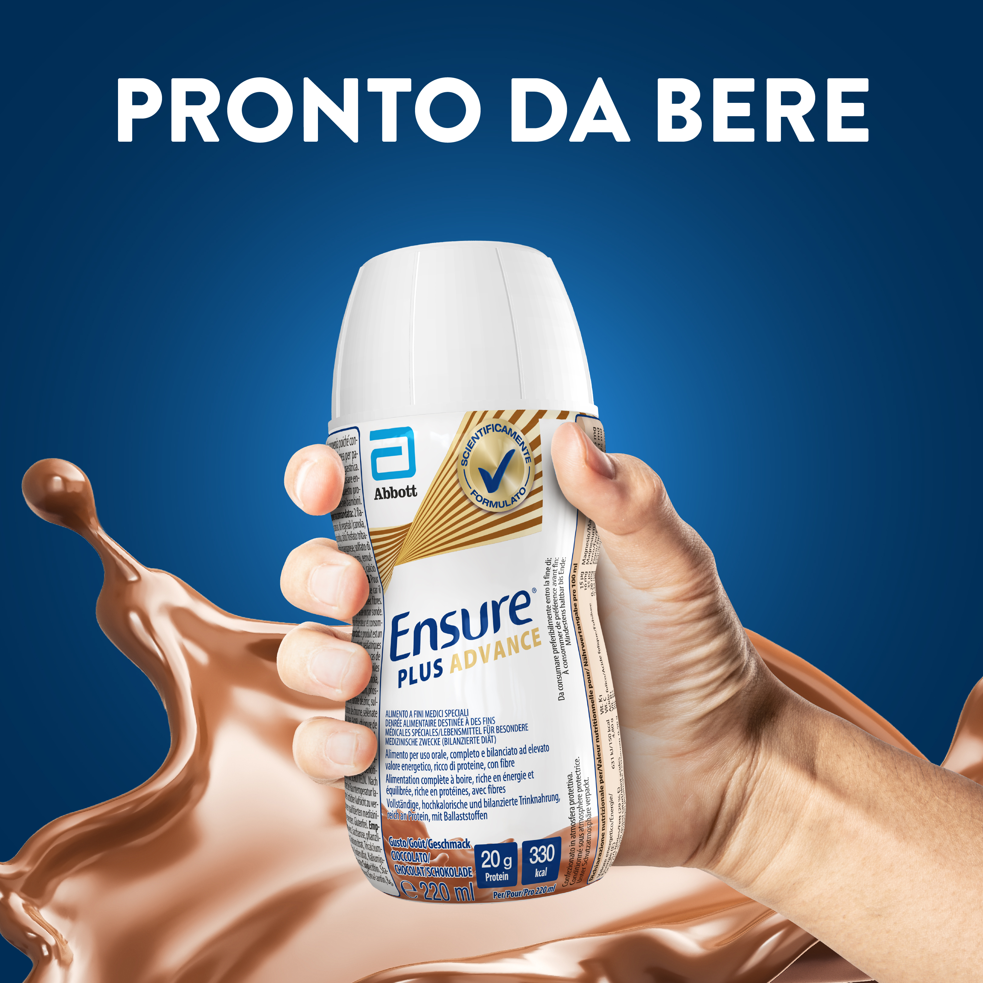 Ensure Plus Advance Alimento a Fini Medici Speciali Iperproteico ed Ipercalorico Cioccolato 4x220ml
