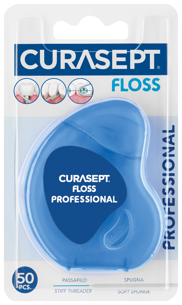 Curasept Floss Professional Filo Interdentale con Passafilo e Spugna 50 m