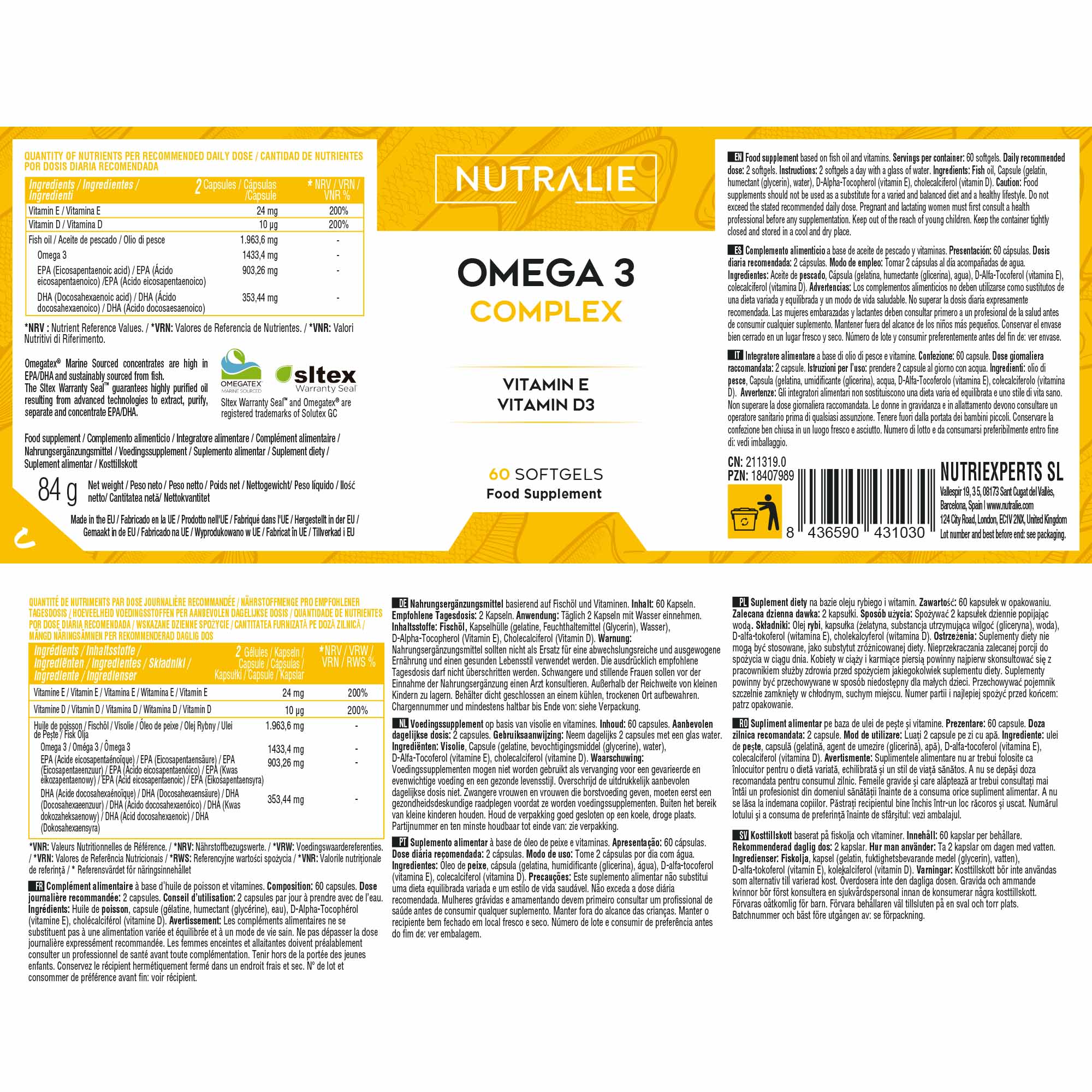 Nutralie Omega 3 Complex 60 Capsule - Integratore Di EPA E DHA