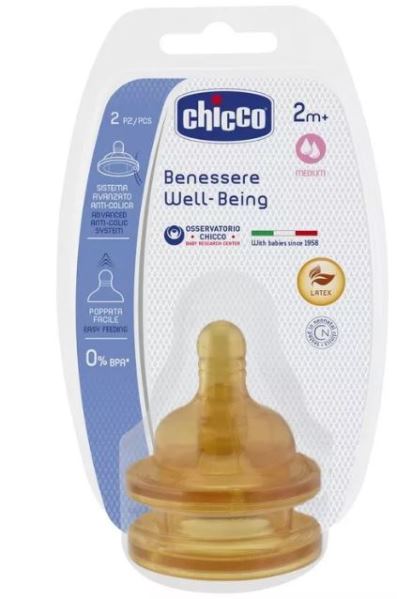 Chicco Tettarella Benessere In Caucciù Flusso Regolabile 2m+ 2 Pezzi